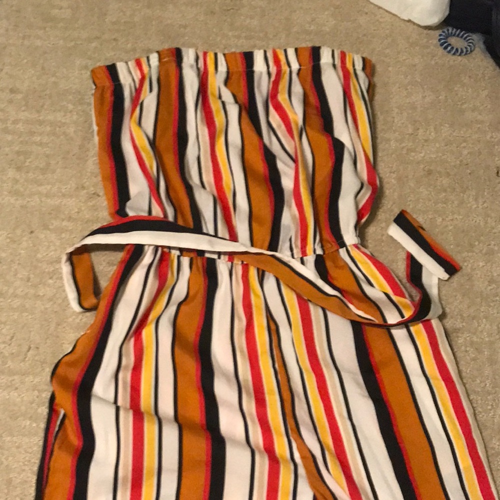 Striped Strapless Jumsuit
